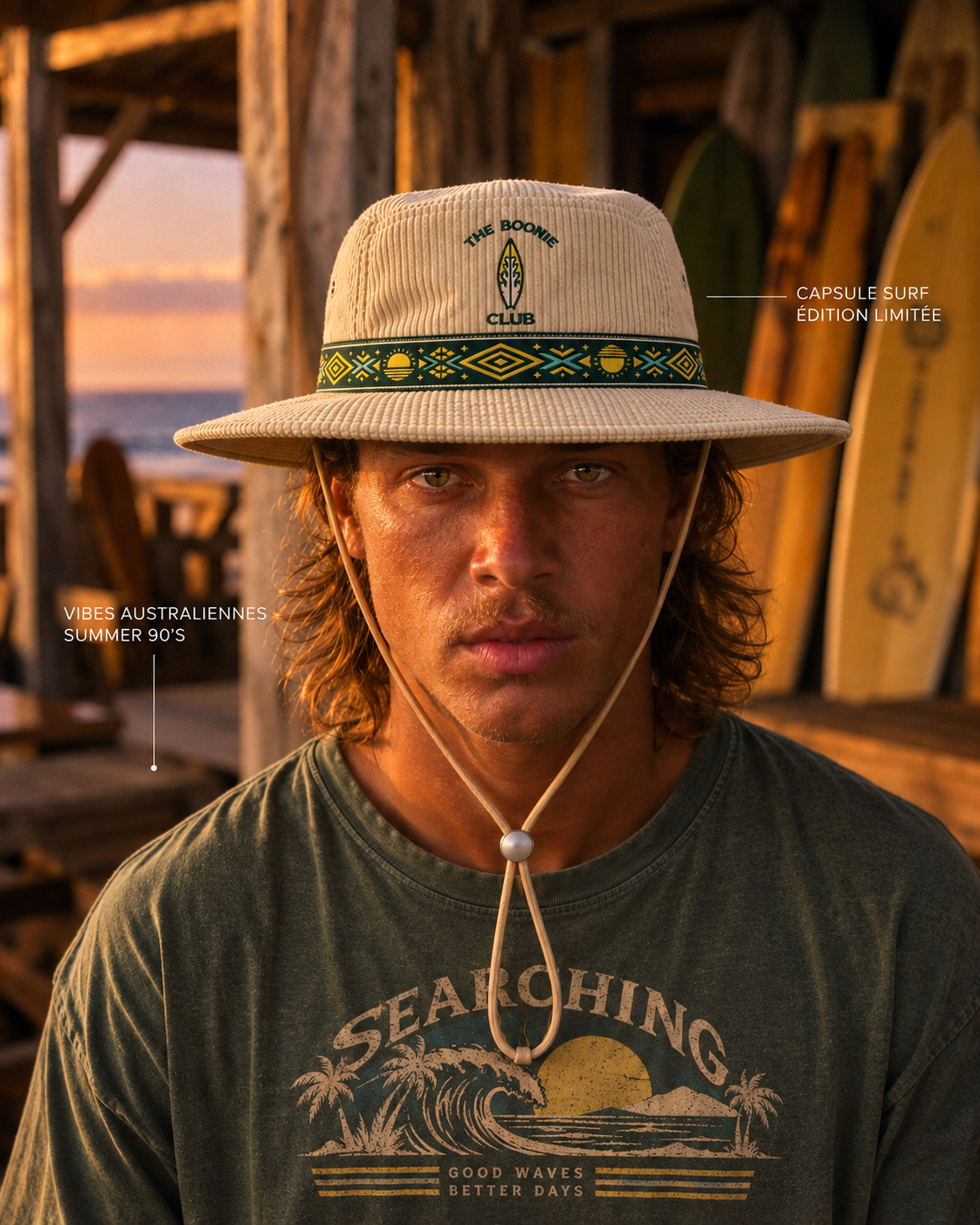 The Boonie Hat - Surf Vintage 90's - Vert/Jaune